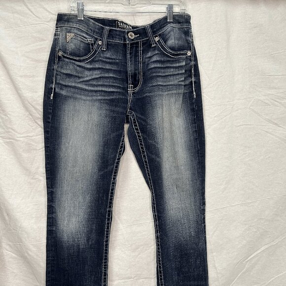 Buckle salvage supply co mayhem straight stretch denim dungarees jeans womens 34 - Picture 2 of 6